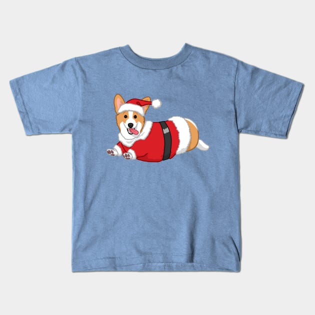 Cute Tan Corgi in Santa Christmas Costume Kids T-Shirt by csforest